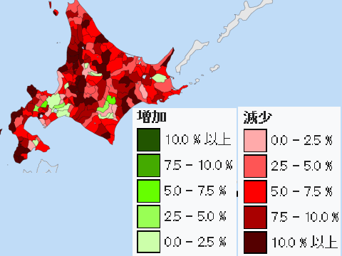 多くの地域で人口減が進む北海道