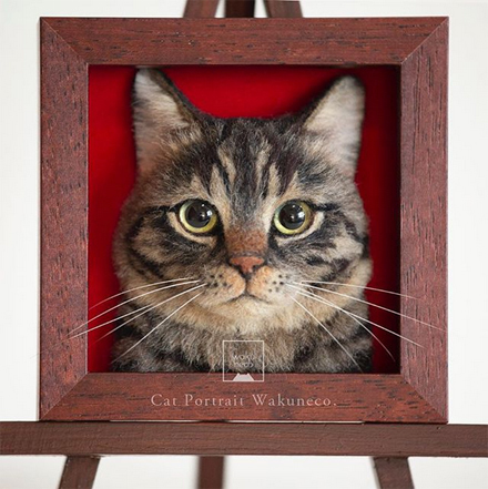 超絶リアルな猫の3D肖像作品「わくねこ羊毛フェルト」