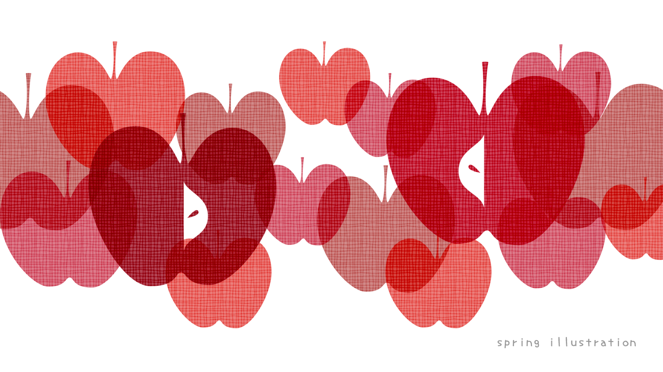 【赤りんご】秋の果物のシンプルおしゃれなイラストPC壁紙