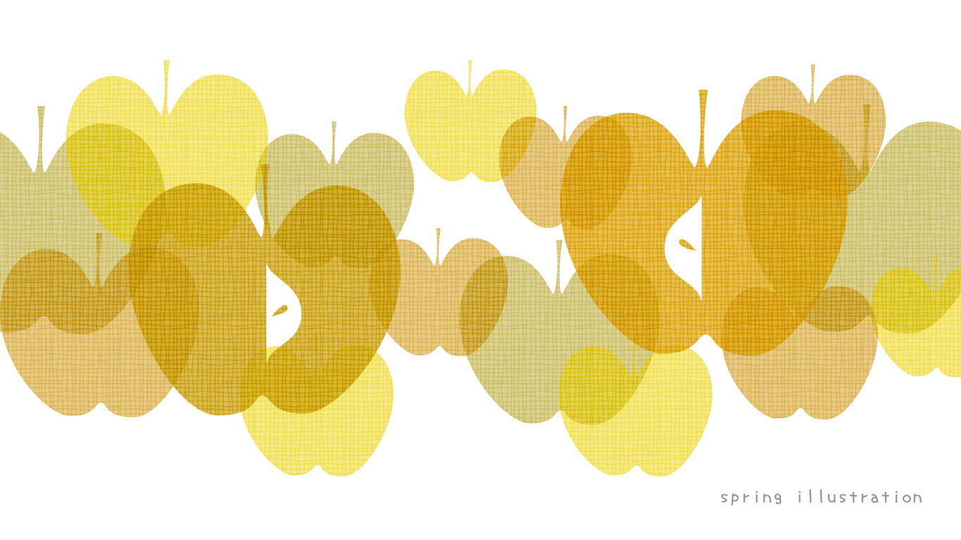 【黄りんご】秋の果物のシンプルおしゃれなイラストPC壁紙