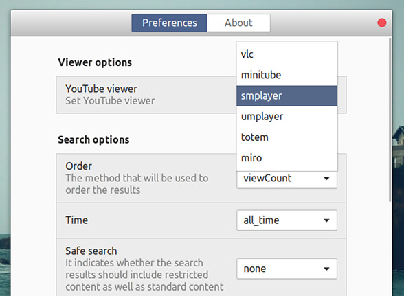 YouTube Search Provider Ubuntu GNOME拡張機能 オプション